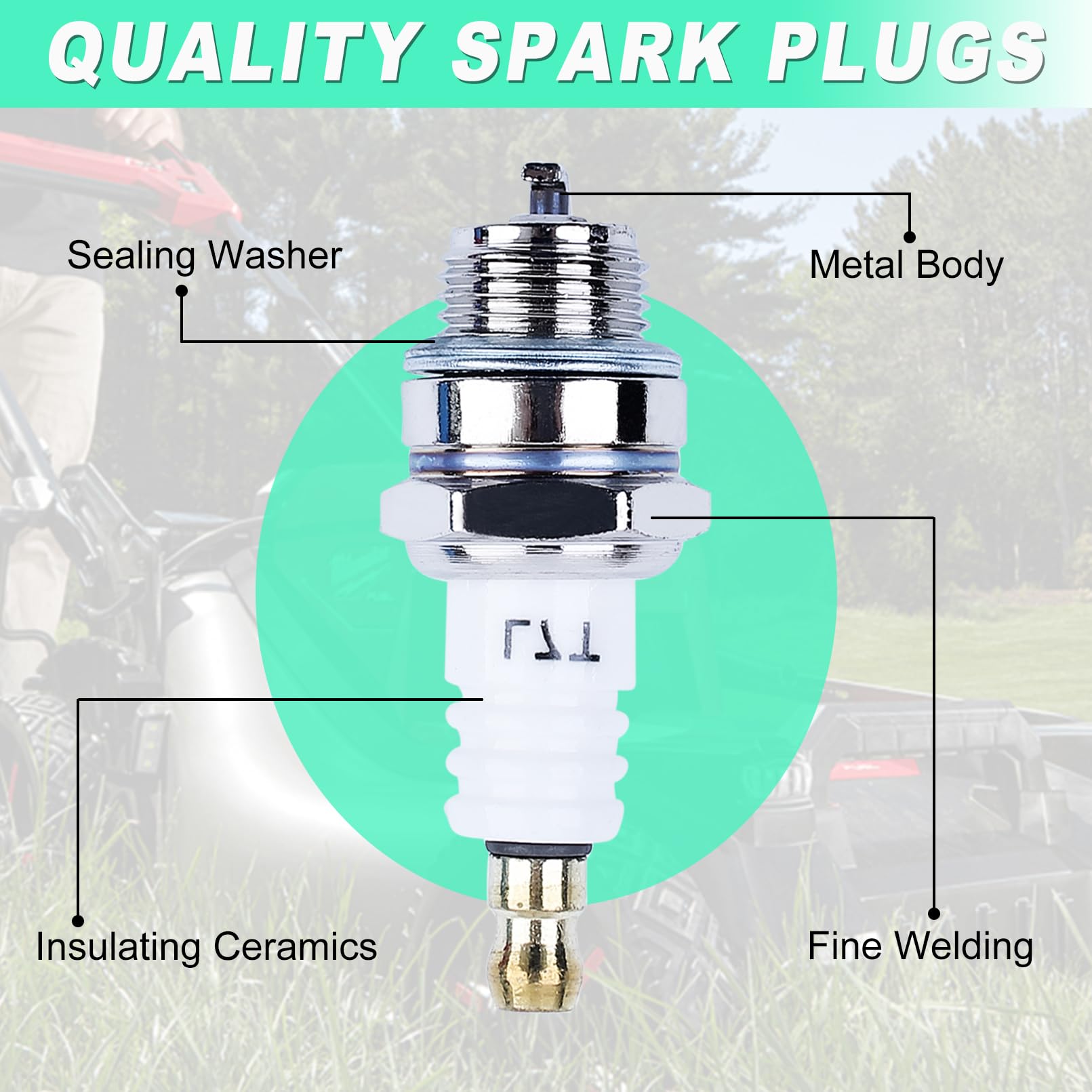 L7T Spark Plug for NGK BPMR7A - 10 Pack Sparkplugs for Champion CJ8 RCJ6Y RCJ7Y & More 2-Stroke Engine, Adofol Spark Plugs for Stihl 017 018 MS170 MS180 MS290 MS310 MS390 029 039 Chainsaw