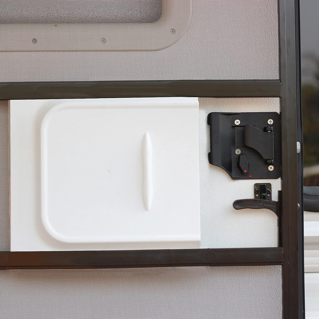 RV Screen Door Slide, ELEFOCUS Camper Screen Door Slider Panel and Handle Slider for RV, Trailer, Camper, Cargo Trailer, Motor Home, 12" x 12"