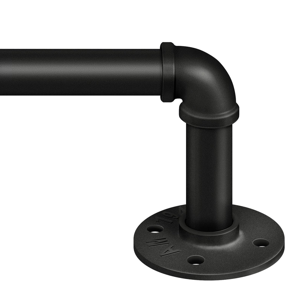 Zeerobee Curtain Rods for Windows 66 to 120, 1 Inch Industrial Wrap Around Black Curtain Rod, Indoor/Outdoor Room Divider Adjustable Drapery Pole, 66"-120"