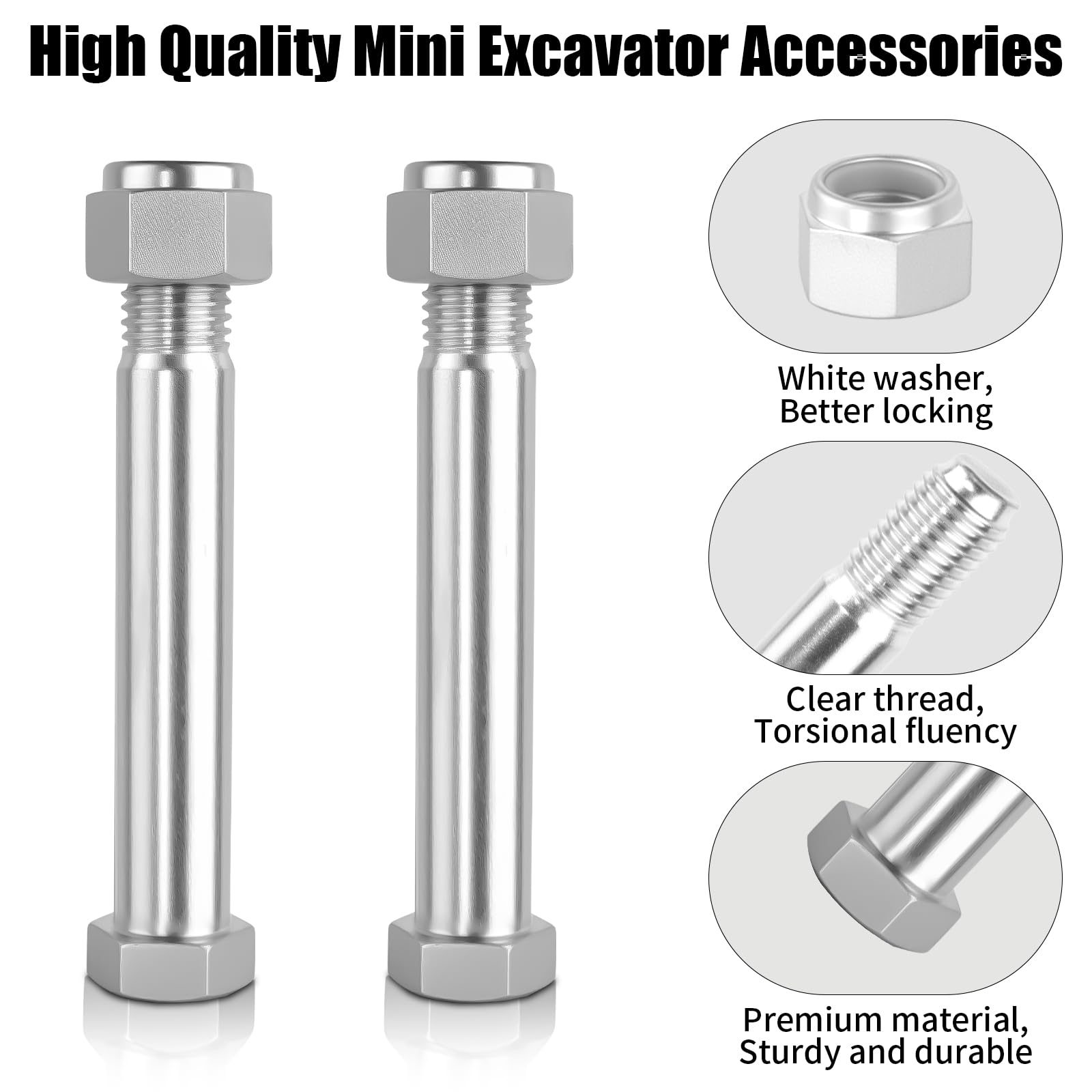Mini Excavator Pins 0.98in/25mm,Replaceable Small Digger Attachments Link pin, Mini Excavator Auger Pin for Backhoe Accessories