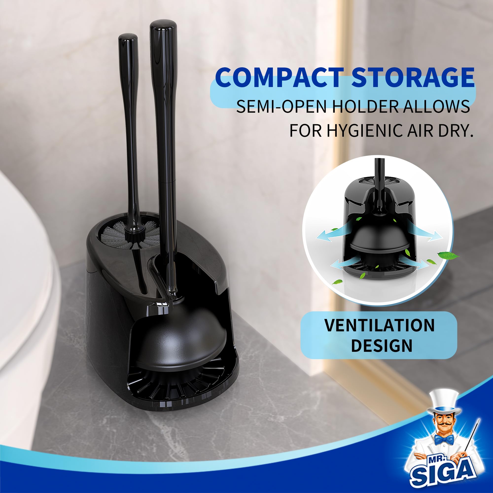 MR.SIGA Premium Toilet Bowl Brush Replacement Head, 2 Pack