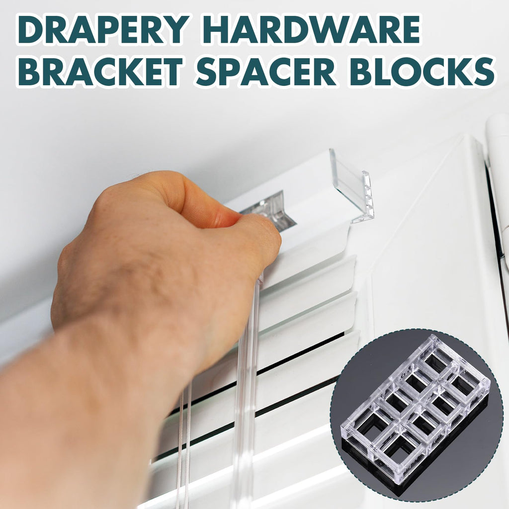 Innconee 8 Pcs Bracket Spacer Blocks Curtain Spacers for Drapes Extension Clear Plastic Brackets for Blinds and Shades Spacer Block Bracket Extension for Home Office Window