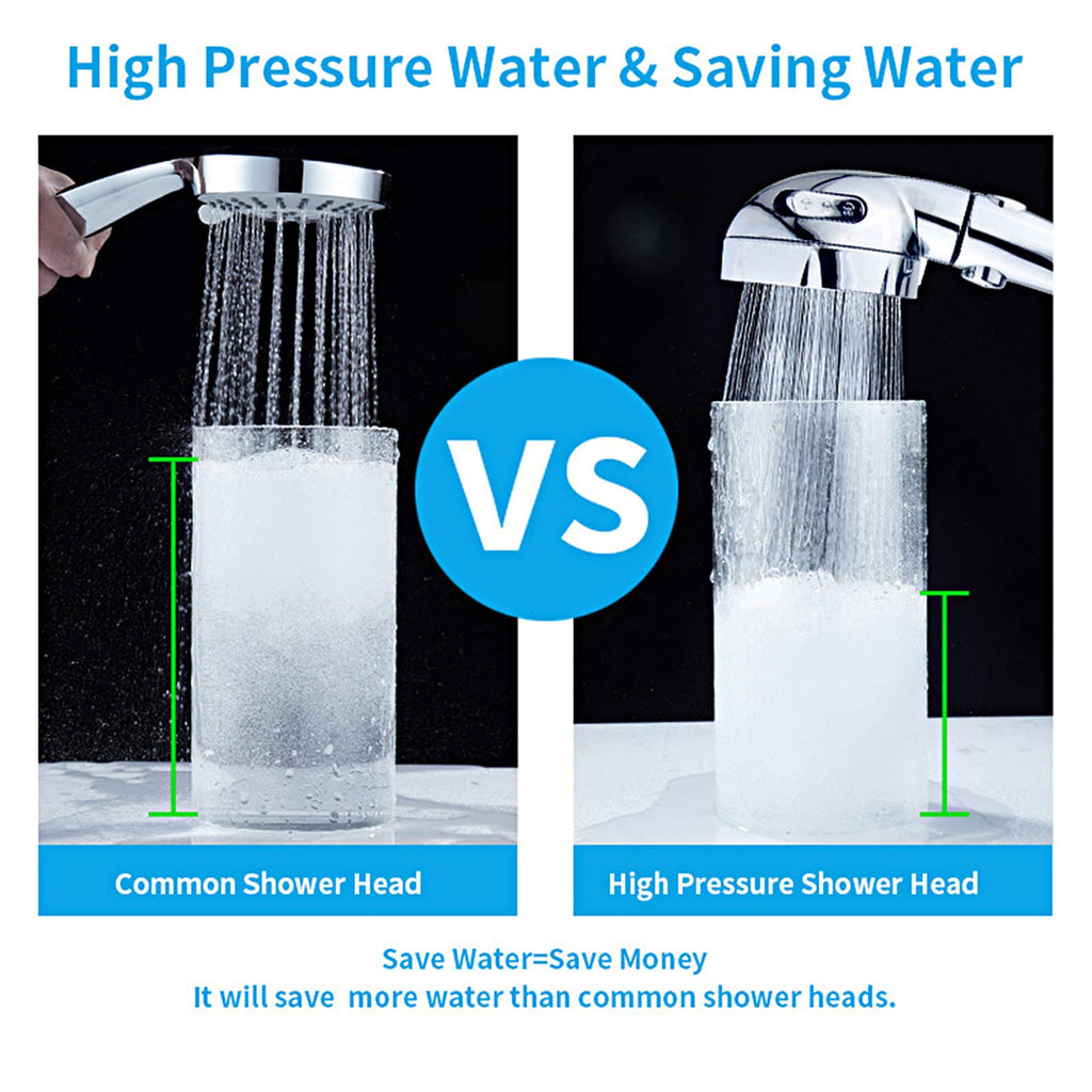 KAIYING High Pressure Handheld Shower Head with ON/Off Pause Switch, 3 Spray Modes Shower Wand with Shut Off Button, Removable Camper Shower Head with Hose and Adjustable Angle Bracket (Chrome)