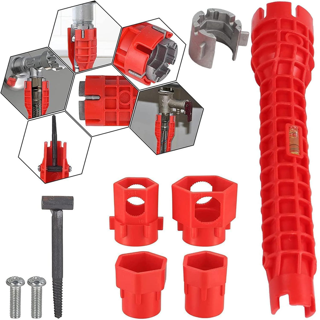 14-in-1 Basin Wrench, Faucet and Sink Wrench Installer Tool, Sink Faucet Wrench, Multi-functional Plumbing Repairs, Drain Removal Nut for Toilet, Bowl, Bathroom