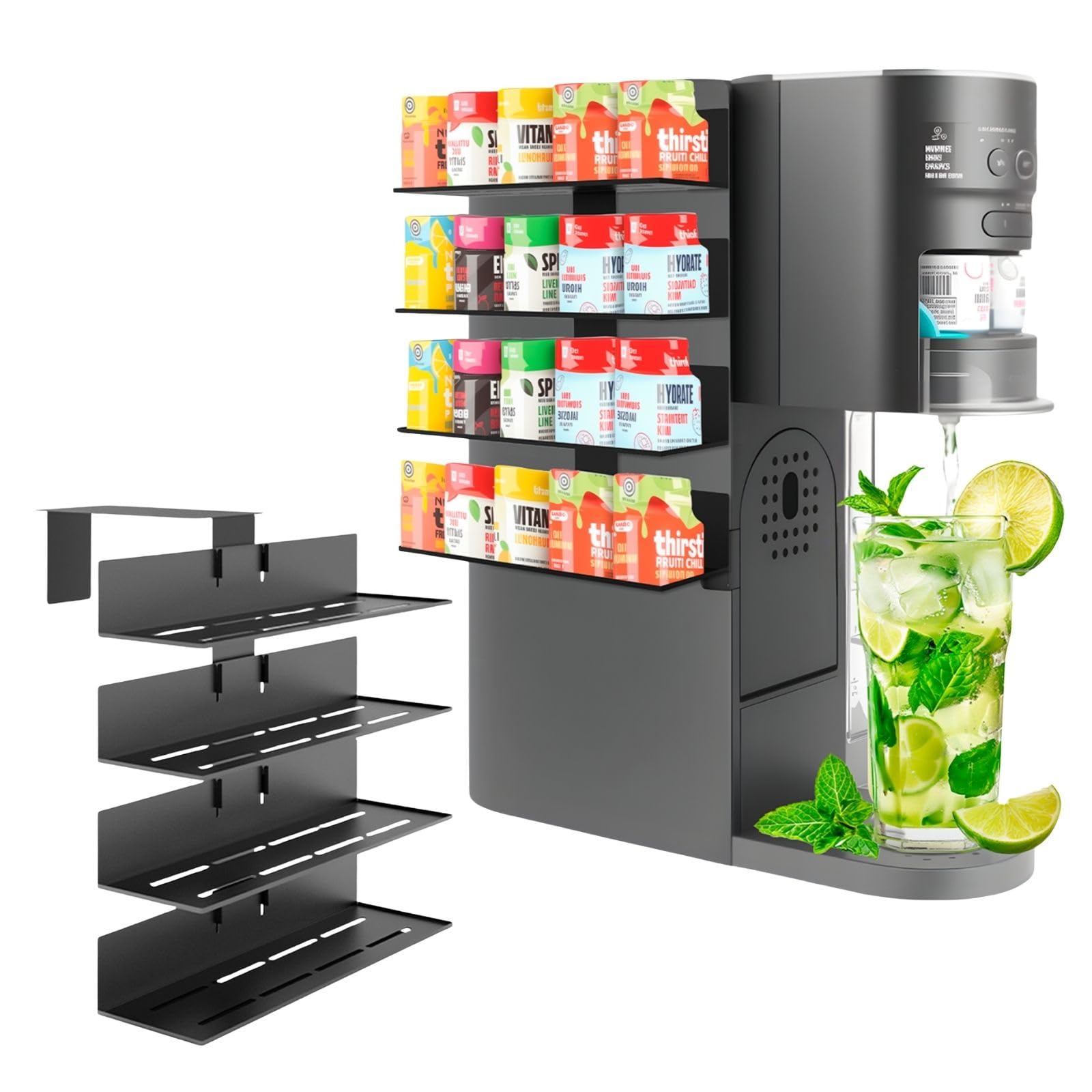 Flavor Pods Holder for Ninja Thirsti WC1001 Soda Maker, 20 Capacity Storage Rack for Ninja thirsty flavor pods, Compact & Durable Shelf for Ninja Thirsties Drink System Soda Machine (Shelf Only)