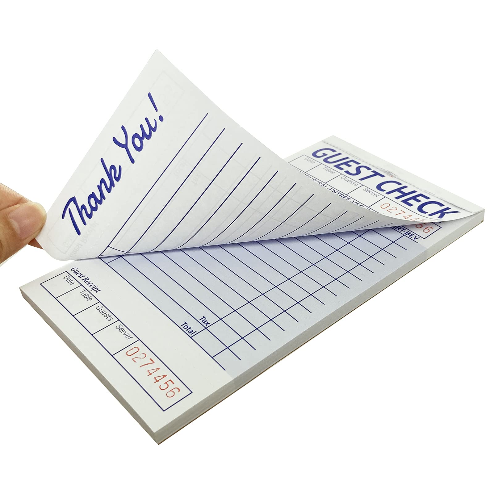 suituts 24 Pack Guest Checks Book/Server Note Pads, Waitress Notepad, Order Book for Restaurants, 1 Part Booked with 15 Lines, 50 Checks Per Book, with 6 Clips