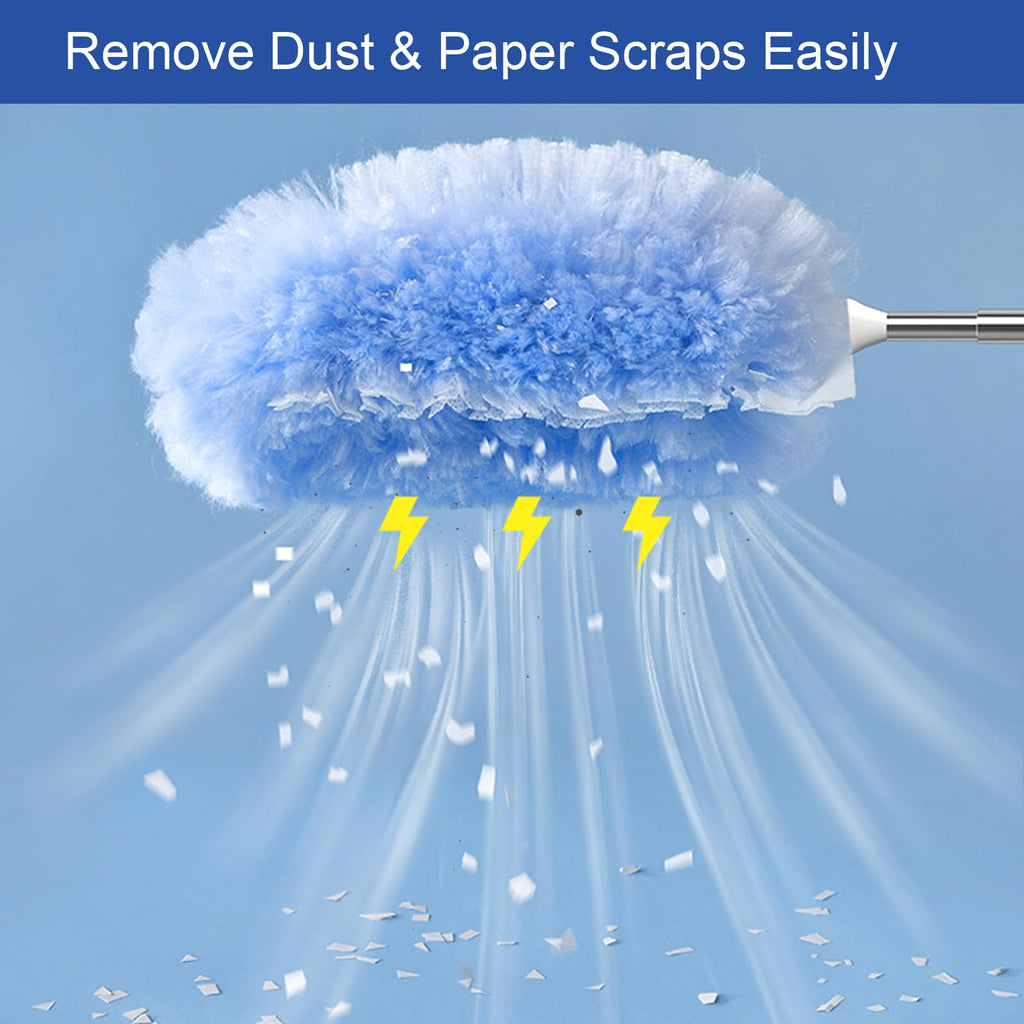 30P Duster Refills Compatible with S wiffer Dusters, Multi Surface 360° Heavy Duty Duster Refills with 4X Fluffy Fiber, Dust Removal Tools Refill Replacenments Cleaning Dusters with Handle - Blue