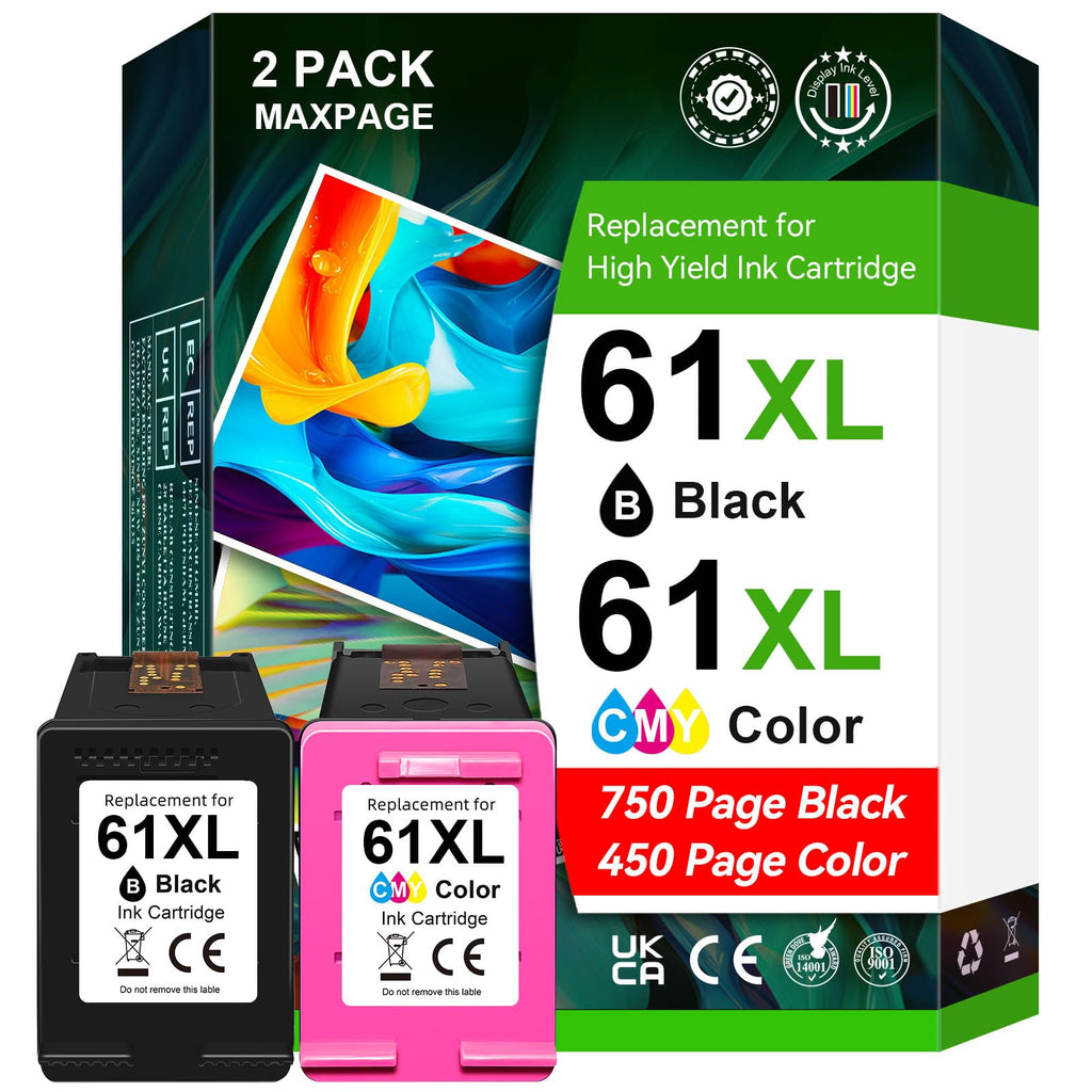 61XL Ink Cartridge Compatible for HP 61 Ink Cartridge Black Colour Compatible for Envy 4500 5530 4502 DeskJet 1000 2542 2540 3050 3050a OfficeJet 4630 Printer