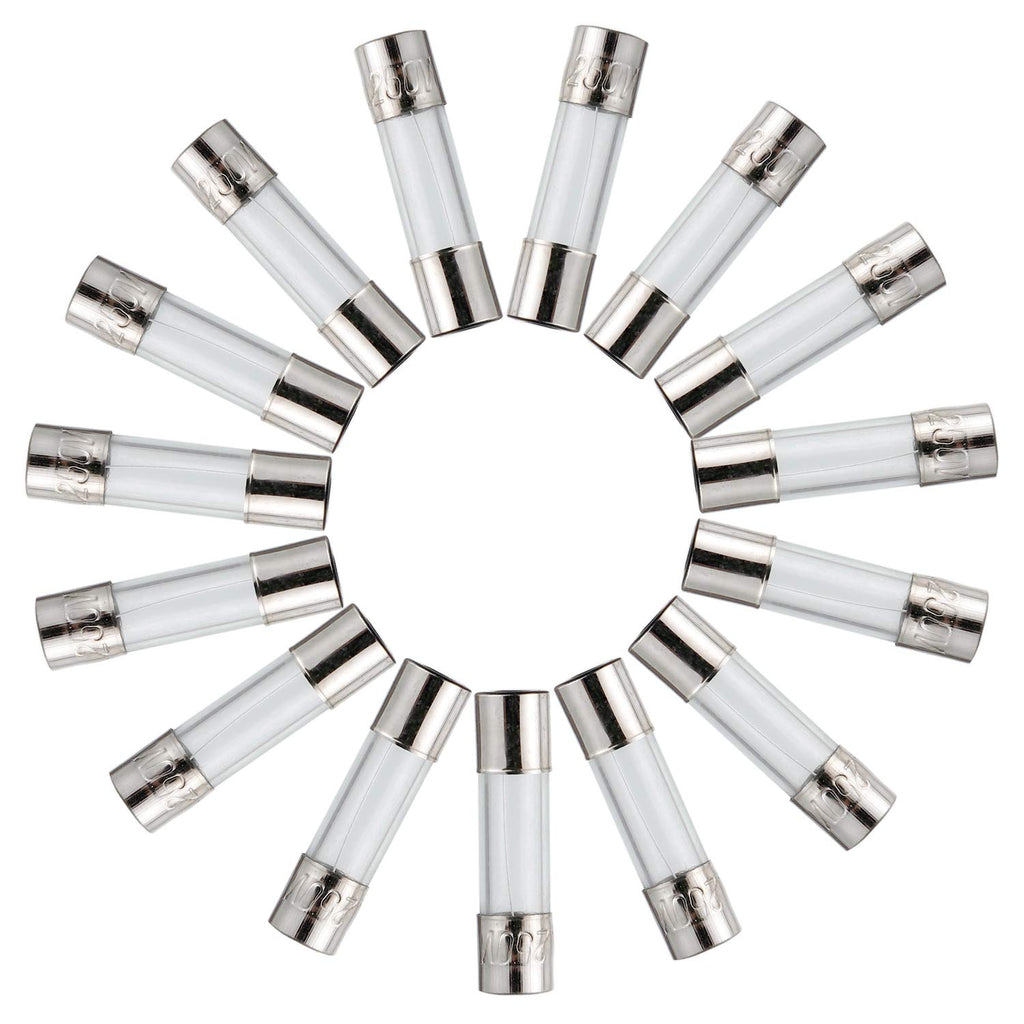 BOJACK 24 Values 360 pcs Fast-Blow Glass Fuses Assortment Kit 5x20mm 250V 0.25 0.5 1 2 3 4 5 8 10 12 15 20A 6x30mm 250V 0.5 1 2 3 4 5 6 7 8 10 15 20A amp packag in a Clear Plastic Box