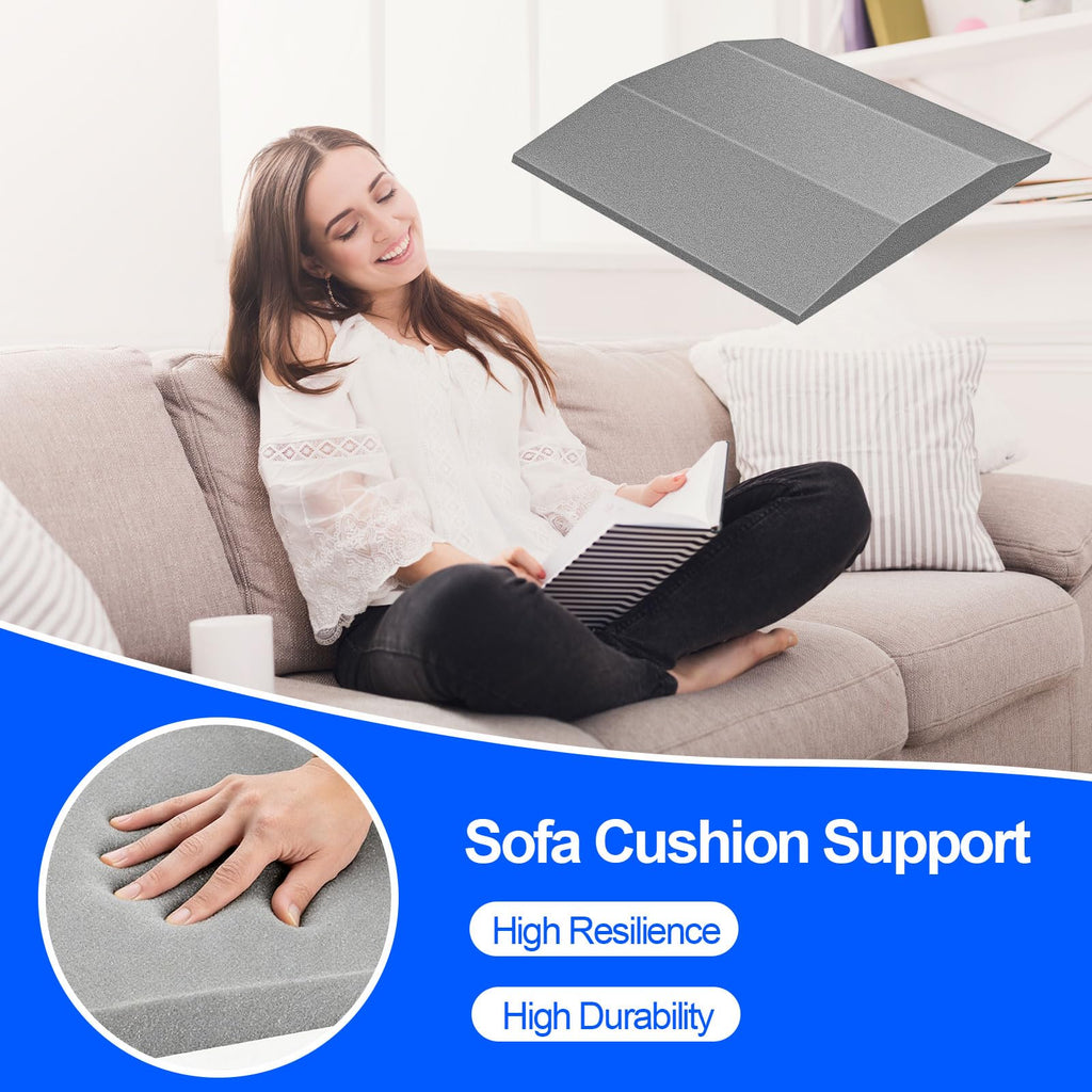 Couch Cushion Support — High-Density Foam Sofa Seat Pads for Sagging Sofas, Cut-to-Size, Enhances Comfort & Durability, 20"x20" High, Great for Home & Office, Gray Trapezoid (Two Pieces)