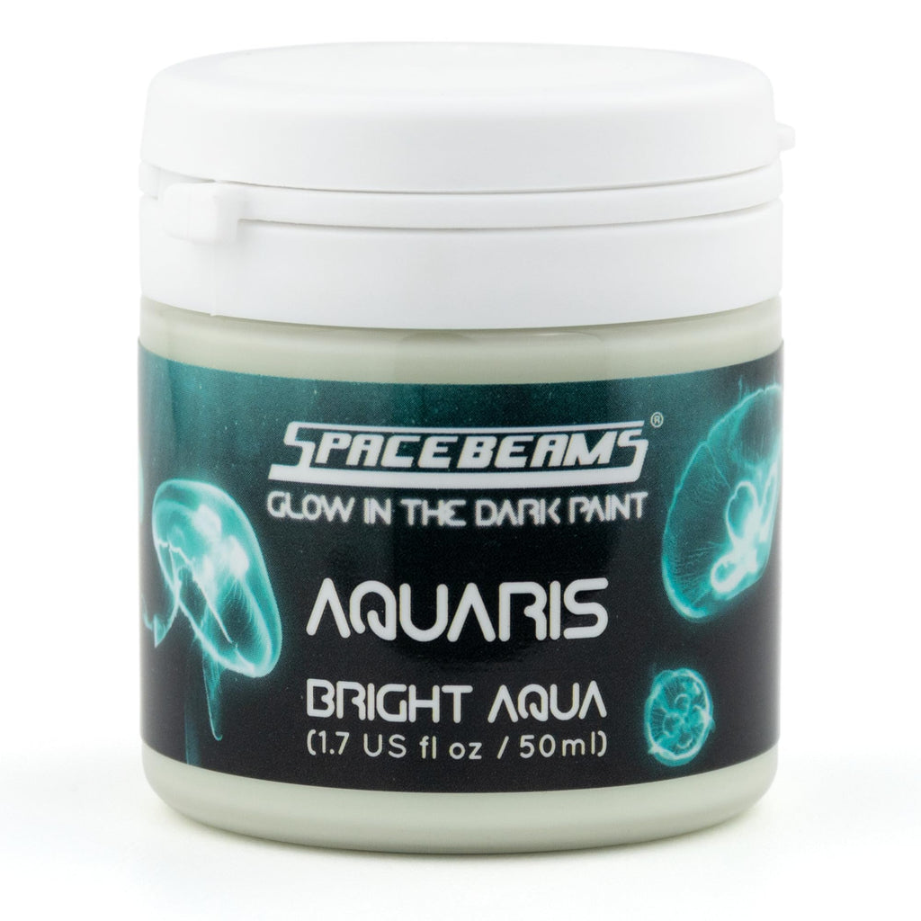 Aquaris Glow in the Dark Paint (50ml) Bright Aqua Glow (Light Blue/Turquoise), Non-Toxic, Water Based, by SpaceBeams