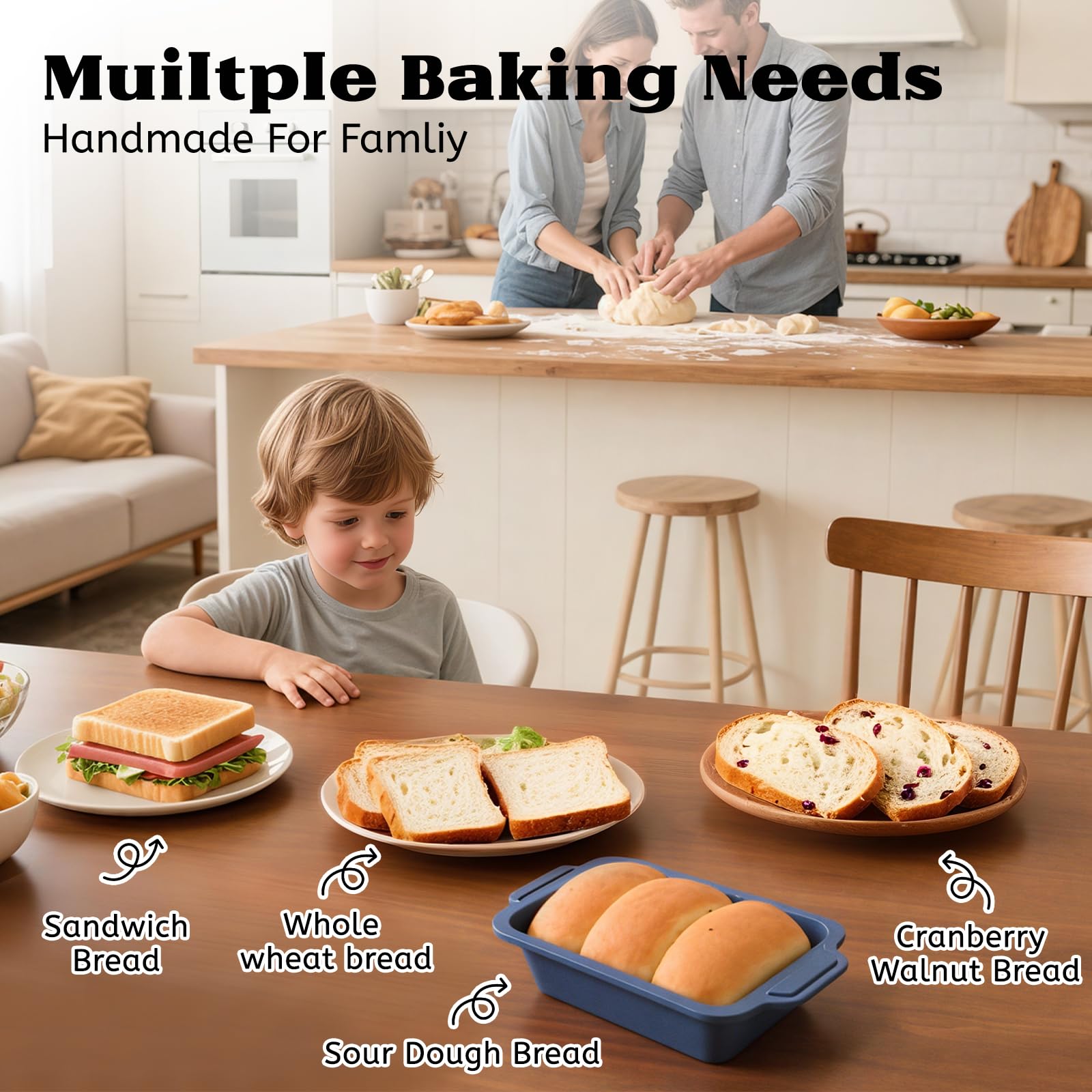 Vnray Bread Pan for Homemade Bread：9.5 x 5 Inch Silicone Loaf Pan for Baking with Metal Frame - Nonstick Banana Loaf Tin Tray for Sandwich Sourdough Pumpkin Sour Dough - for Oven Kitchen Home Bakers