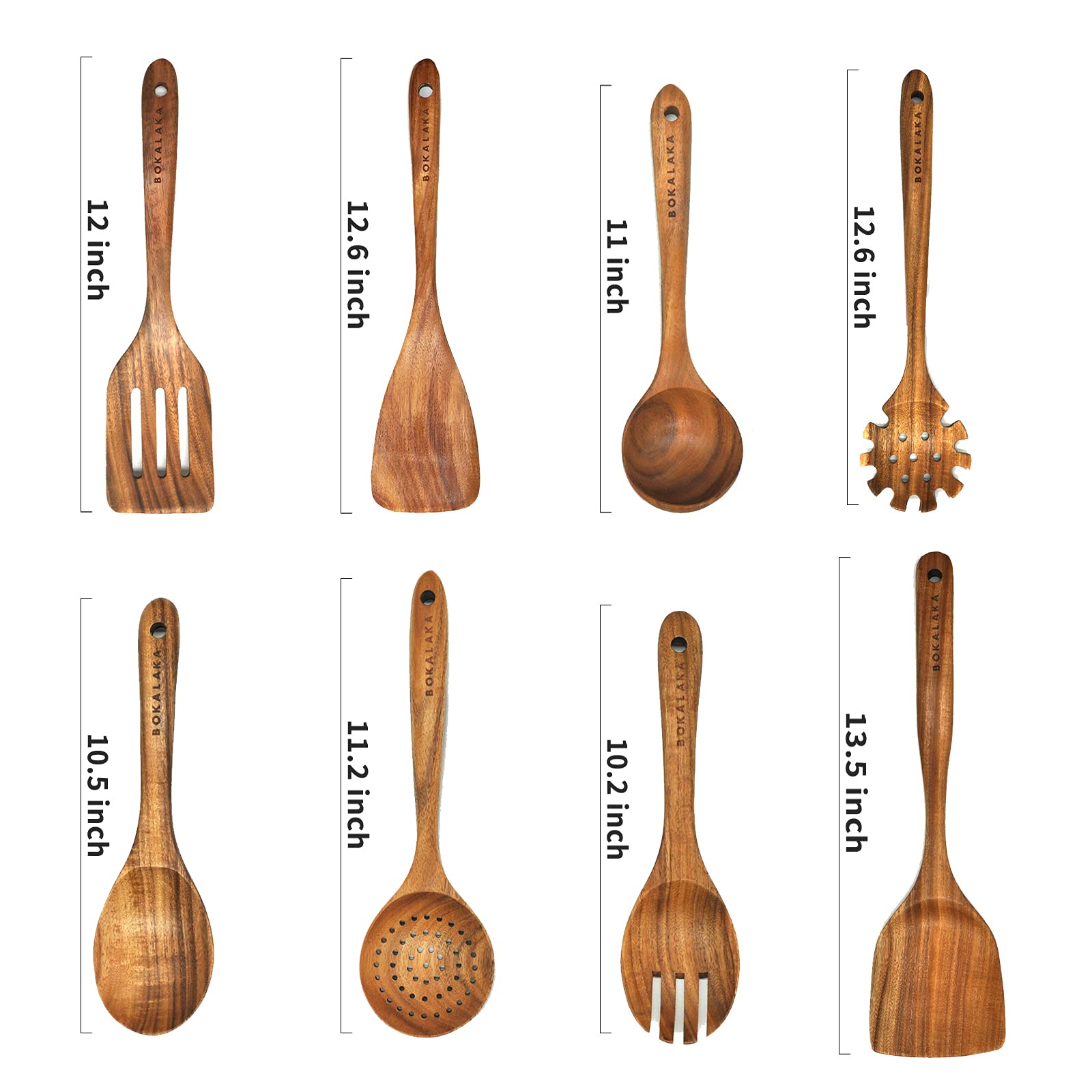 Wooden Spoons for Cooking,Natural Teak Wooden Kitchen Utensils Set (8 PCS)