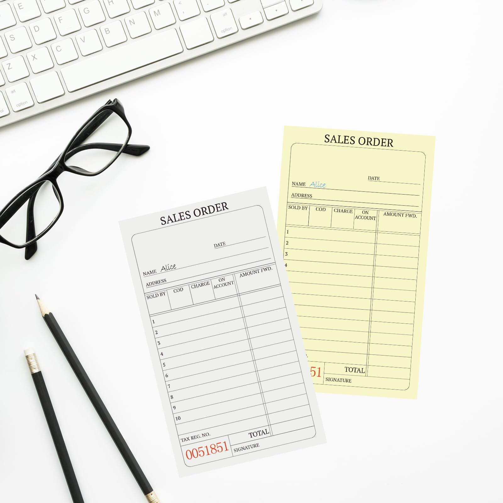 suituts 12 Pack Sales Order Book, 3.5 x 6.5 Inch 2-Part Carbonless Sales Receipt Form, Numbered Duplicate Invoice Booklet for Business(50 Set per Pack)