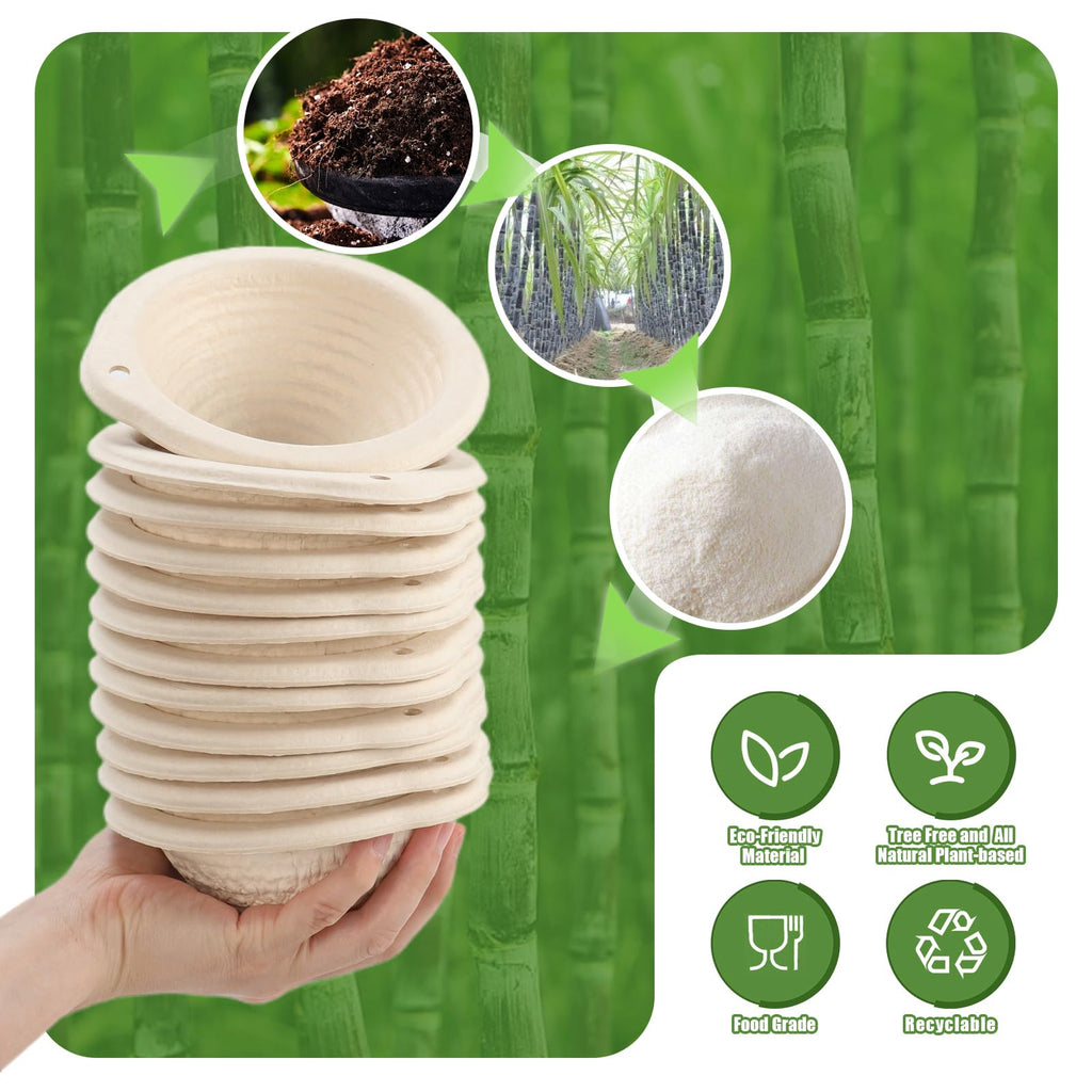 13cm/5inch Small Round Bread Proofing Basket Sourdough Banneton Bortform with Liners Set 12 For Professional and Homemade Bread Baking Supplies