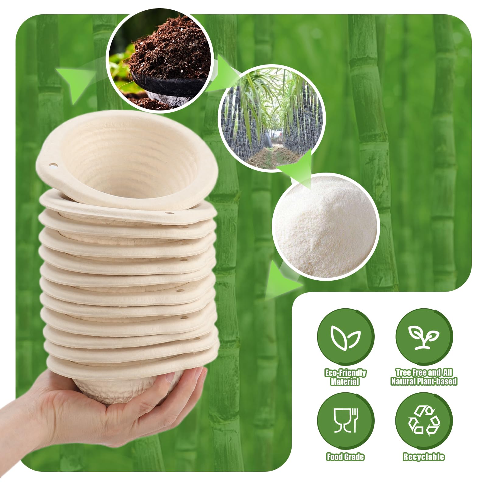 13cm/5inch Small Round Bread Proofing Basket Sourdough Banneton Bortform with Liners Set 12 For Professional and Homemade Bread Baking Supplies
