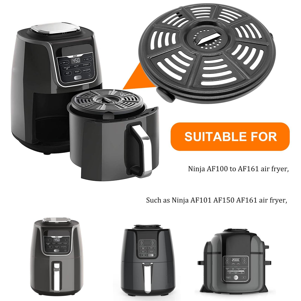 Air fryer Replacement Tray for Ninja AF101 4 QT AF161 Max XL AF150 XL 5.5 Quart Air Fryer, 8.2'' Round Food Grade Air Fryer Grill Pan Grill Plate Crisper Plate Accessories Parts Rack,Dishwasher Safe