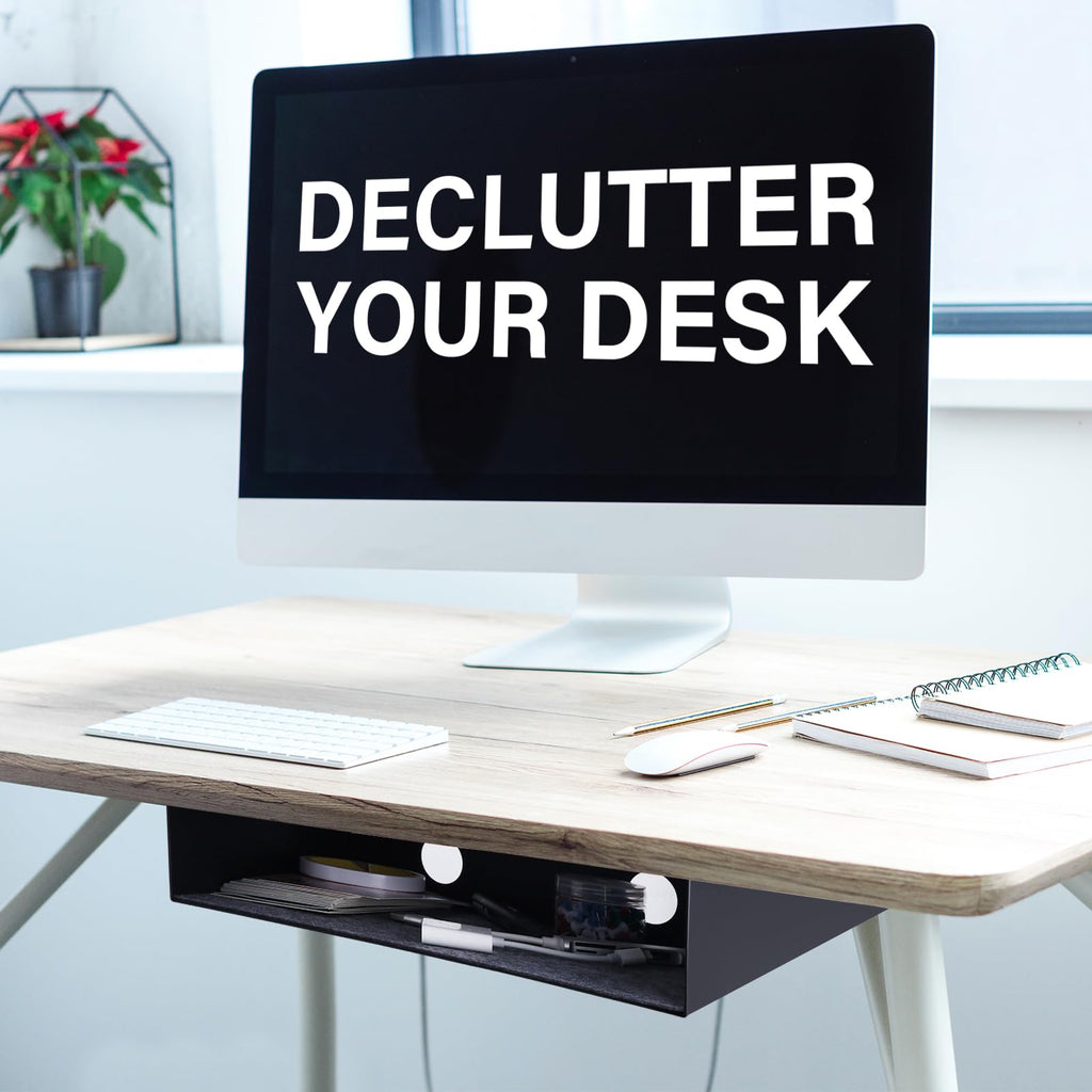 Patioer Under Desk Storage Shelf, Steel Under Desk Tray Mountable Add-On Shelf for Table Office Desk, Large (Pack of 1)