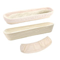 Banneton Bread Proofing Basket - 15 Inch Baguette Sourdough Bread Basket with Liner - Set of 2- Natural Rattan