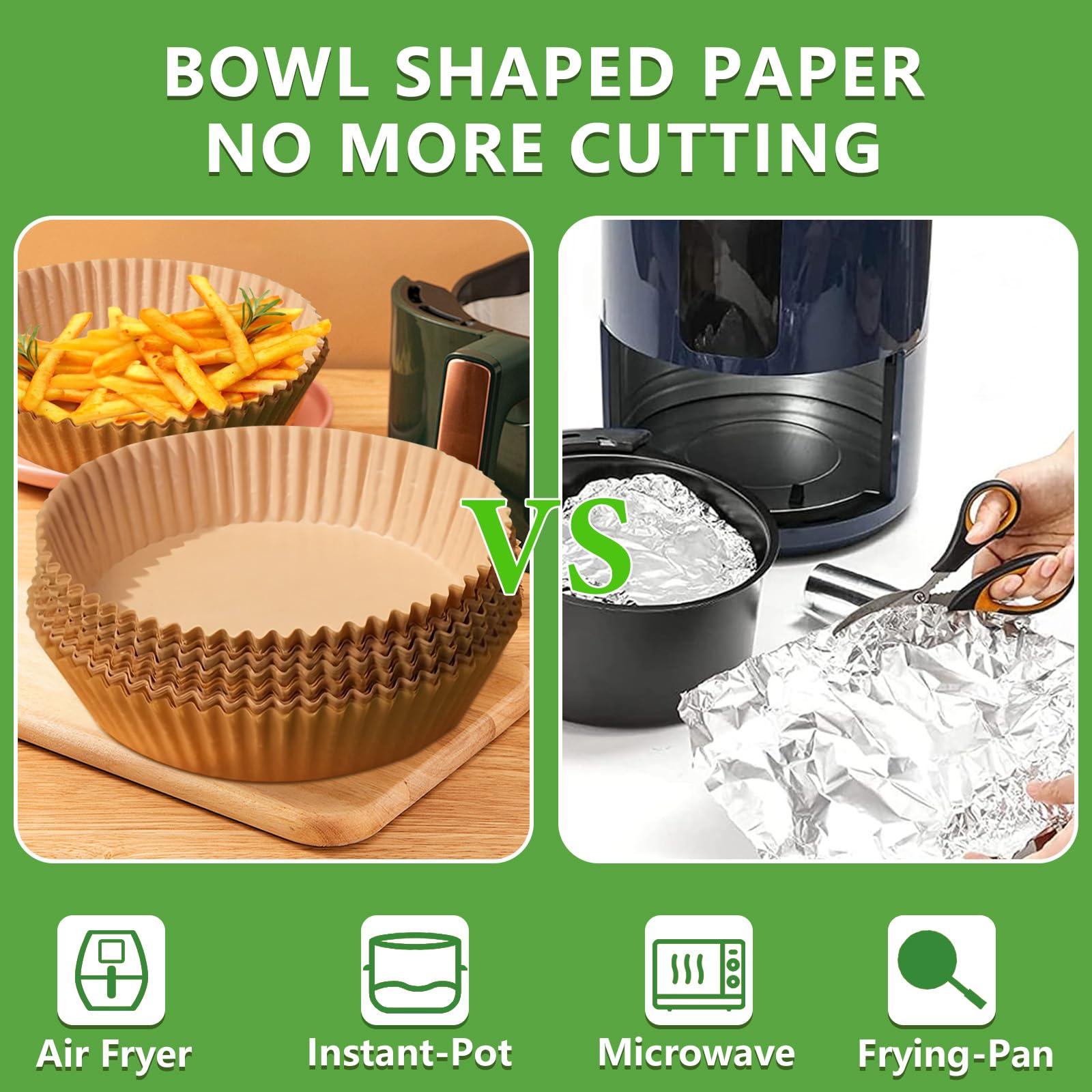 200pcs Air Fryer Disposable Paper Liner, Non-Stick Disposable Air Fryer Parchment Paper Liners, Baking Paper for Air Fryer Oil-Proof, Water-Proof, Food Grade Parchment（6.3" in Bottom, 7.9" on top）