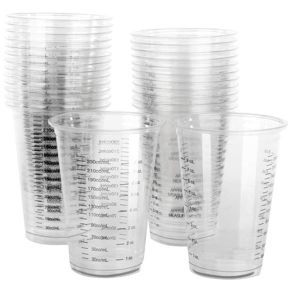 JIAYUYUARPY 60 Pack 8 Oz Disposable Graduated Clear Cups. Resin Mixing Cups for Epoxy Resin, Plastic Measuring Cups,Liquid Measuring Cups,Dry Measuring Cups,Baking Supplies