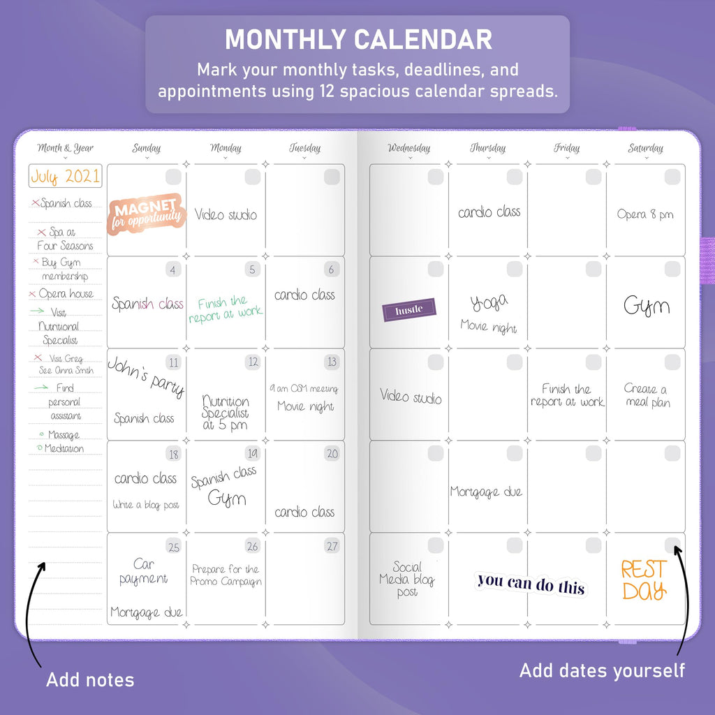 GoGirl Weekly Schedule Planner – Undated Hourly Work & Life Planner with Time Slots – Vertical Agenda Organizer for Daily Time Management & Productivity – A5 Size, 5.8″x8.3″, Hardcover (Lavender)