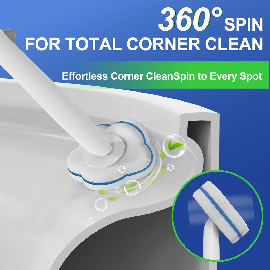 Disposable Toilet Brush and Plunger Set, Dual Handdle Toilet Plunger, All-in-1 Bathroom Cleaning Kit with 18PCS Refills, Toilet Cleaning Stick and Ventilated Holder, Bathroom Essentials (White)