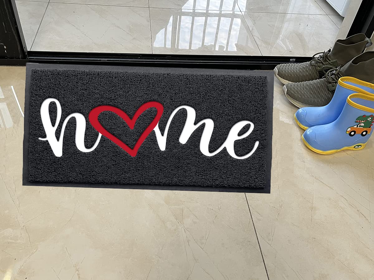 Door Mat Indoor Outdoor Doormat Low Profile Floor Mat Welcome Mat Non-Slip Low-Profile Design Front Doormat,Durable Trap Dirt for Entryway,High Traffic Areas,Patio 30"*17.5" (Black-Home, 30 * 17.5)