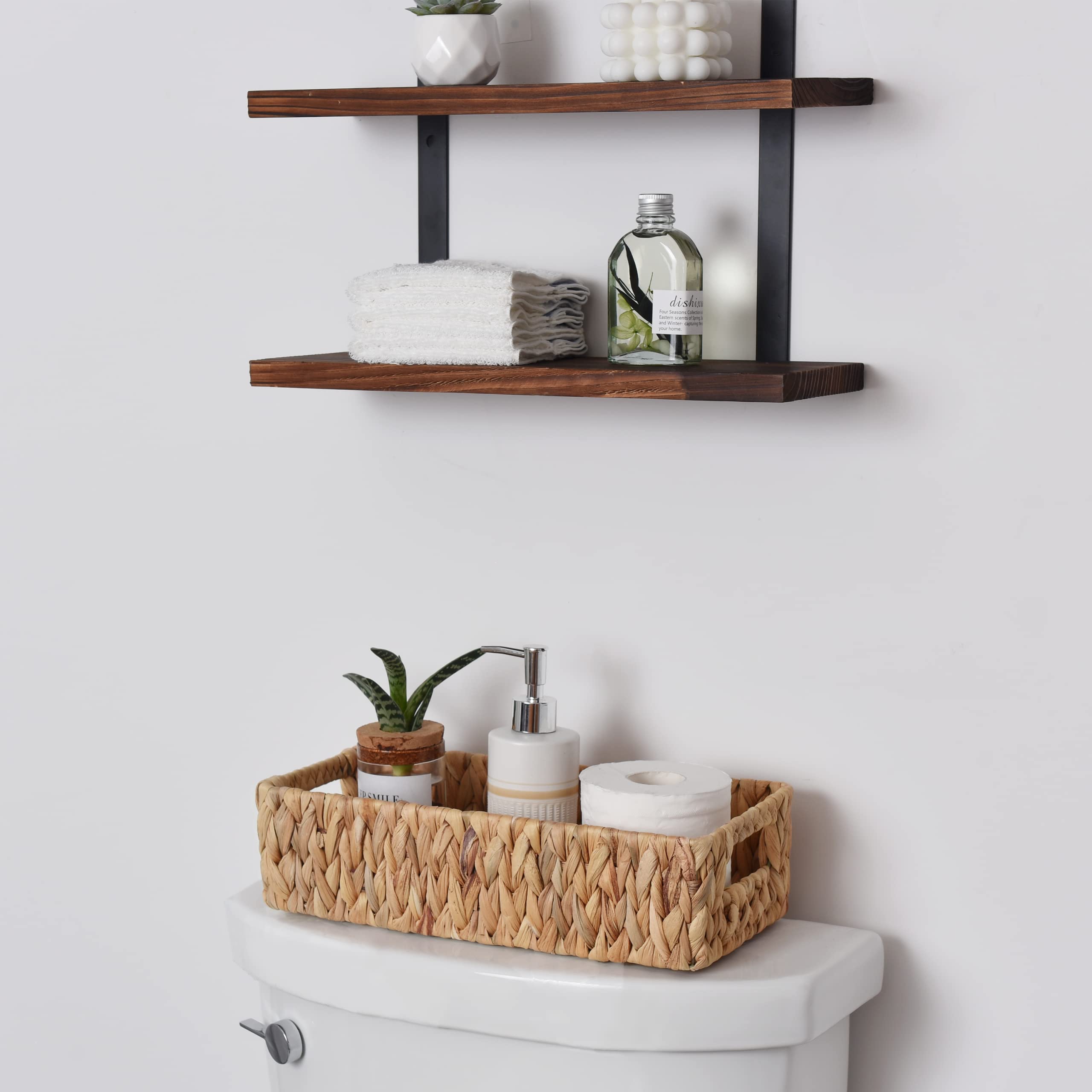 StorageWorks Water Hyacinth Basket for Toilet Paper, Wicker Baskets for Storage with Built-in Handles, 14 "L x 6 "W x 3 "H