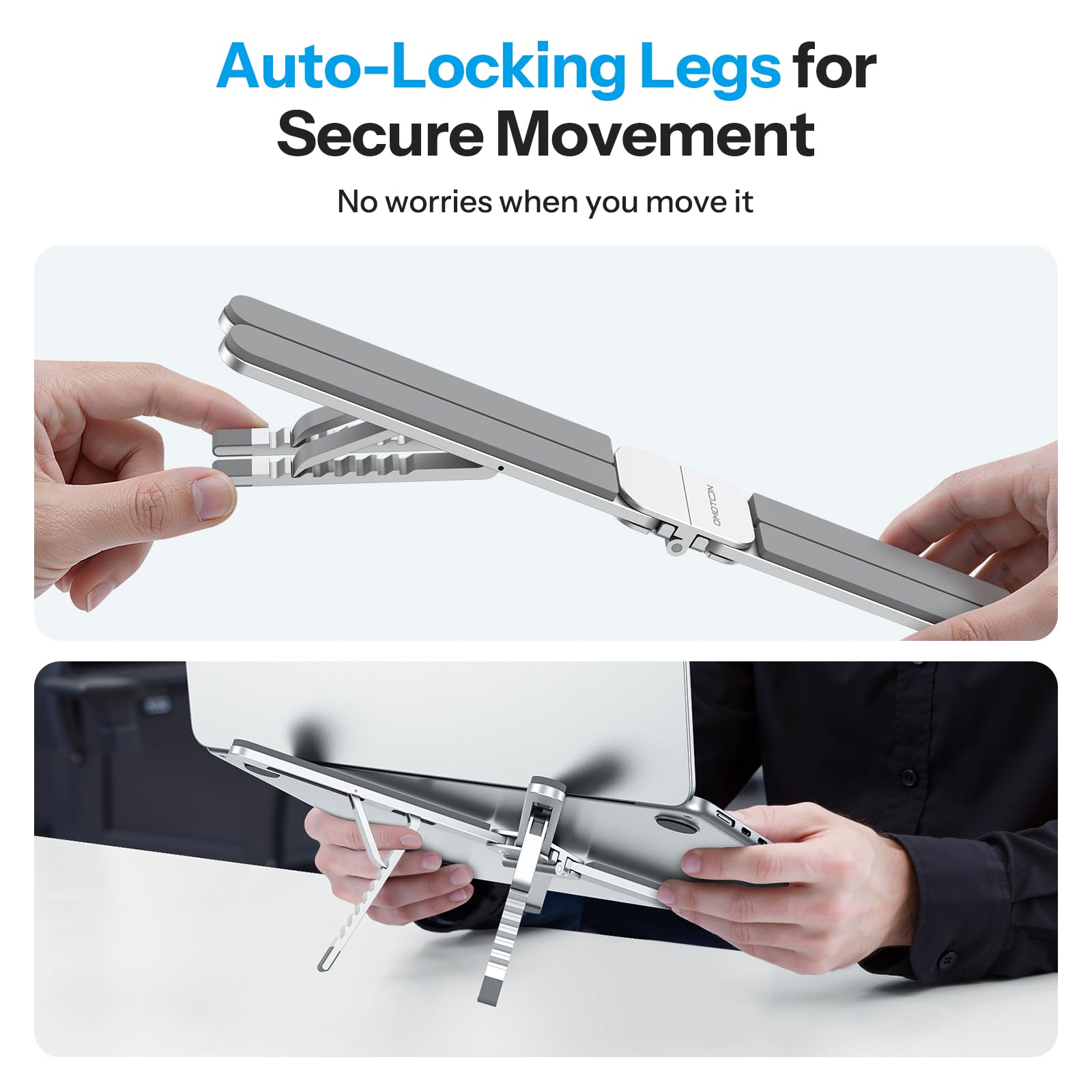 OMOTON LA15 360° Rotation Auto-Locking Laptop Stand for Desk, 6-Level Adjustable Aluminum Riser & Portable Foldable Holder for MacBook Tablet up to 15.6"