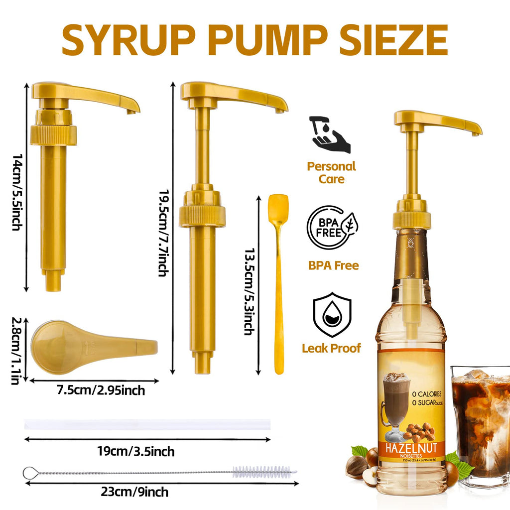 12PCS Syrup Pump for 25.4 Oz/750ml Flavorings Bottles, Coffee Syrup Pump Dispenser, Compatible with Torani, Matteo's, DaVinci, Jordans Skinny Syrups Bottles, Syrup Dispenser for Coffee Bar Accessories