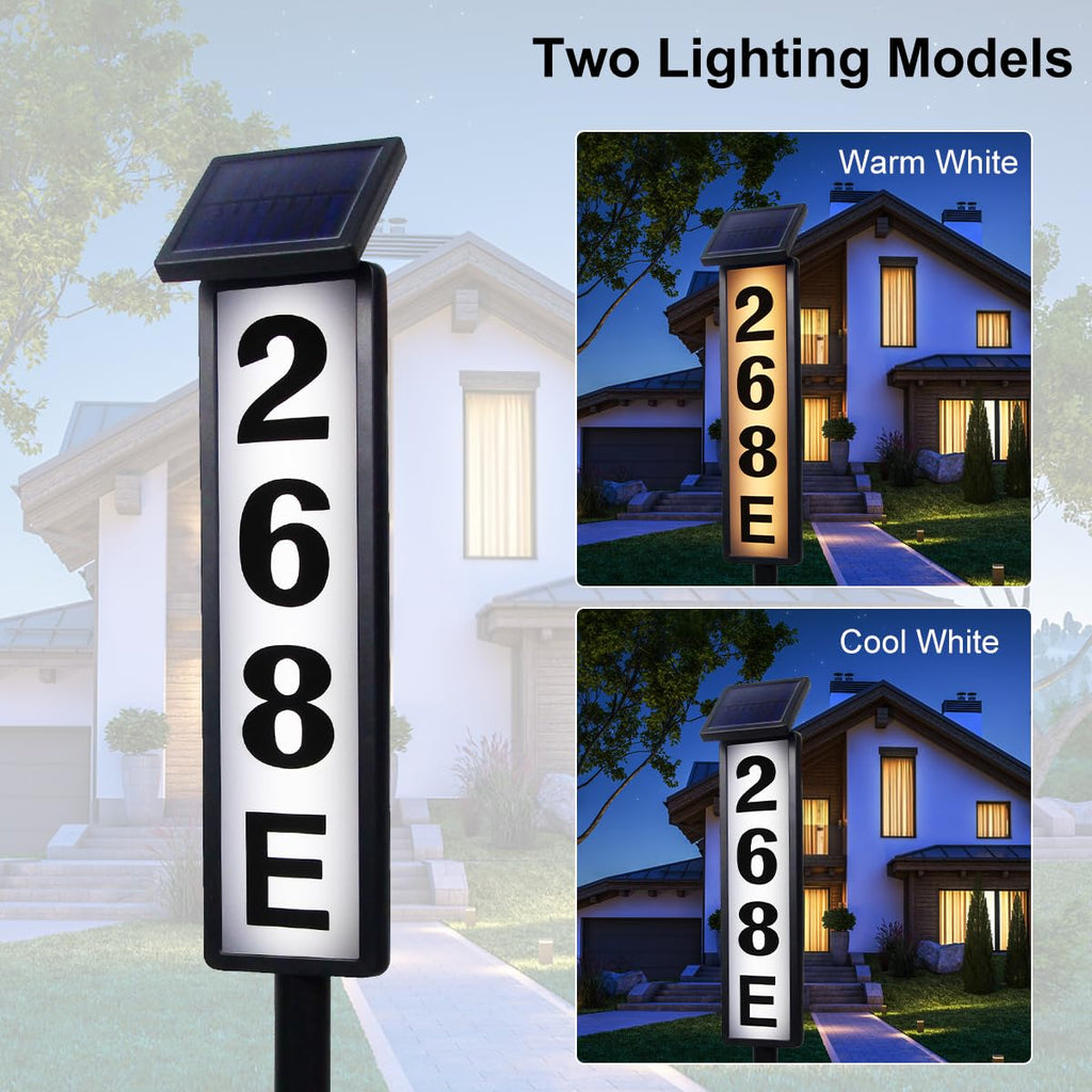 Solar Address Sign Lighted Solar House Numbers for Outside Address Plaques for House Address Sign Numbers for Address, Yard, Garden, Driveway, Outdoor