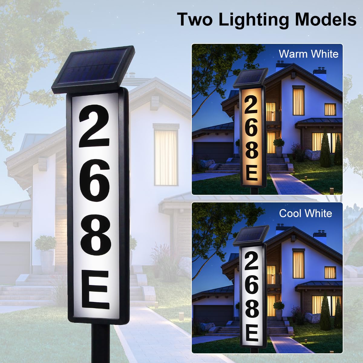 Solar Address Sign Lighted Solar House Numbers for Outside Address Plaques for House Address Sign Numbers for Address, Yard, Garden, Driveway, Outdoor