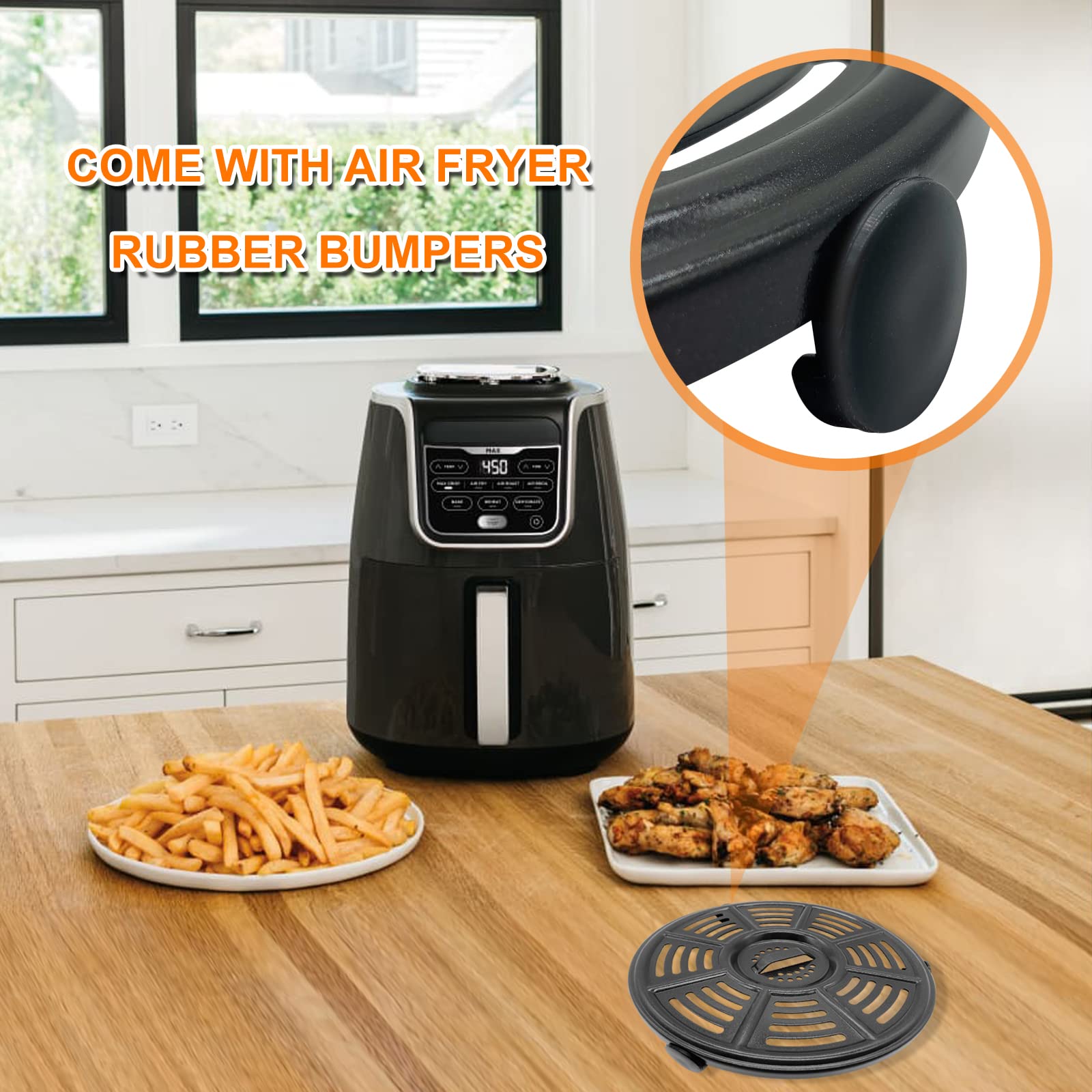 GWYXC Air fryer Accessories for Ninja AF101 4 QT AF161 Max XL AF150 XL Air Fryer, 8.2'' Round Food Grade Air Fryer Grill Pan Plate Crisper Plate Replacement Parts Tray Rack,Dishwasher Safe
