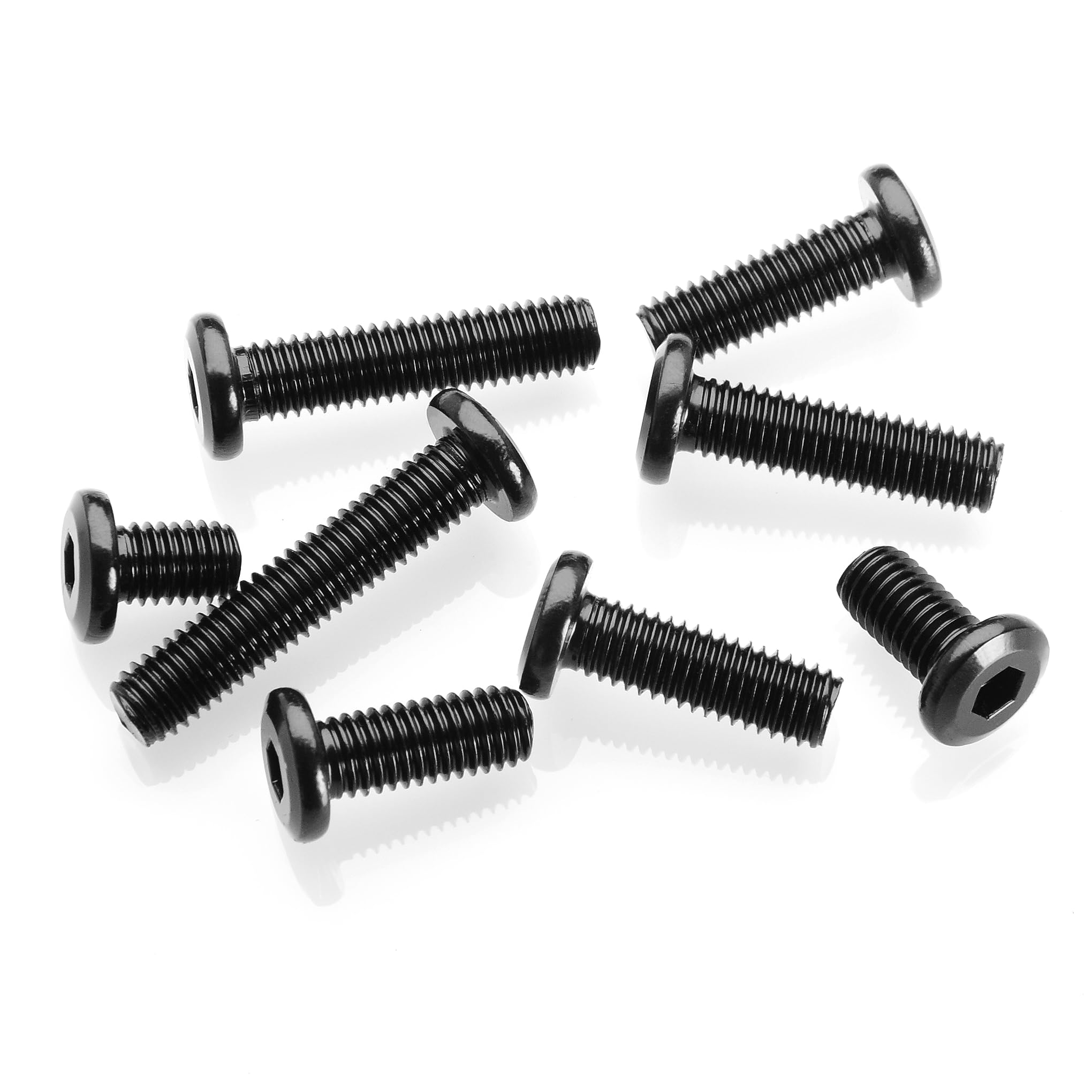 Mywish M8 x 55mm 20Pcs Flat Head Hex Socket Cap Screws Bolts, 304 Stainless Steel Furniture Bolts Full Thread, Black Oxide & Hex Spanner