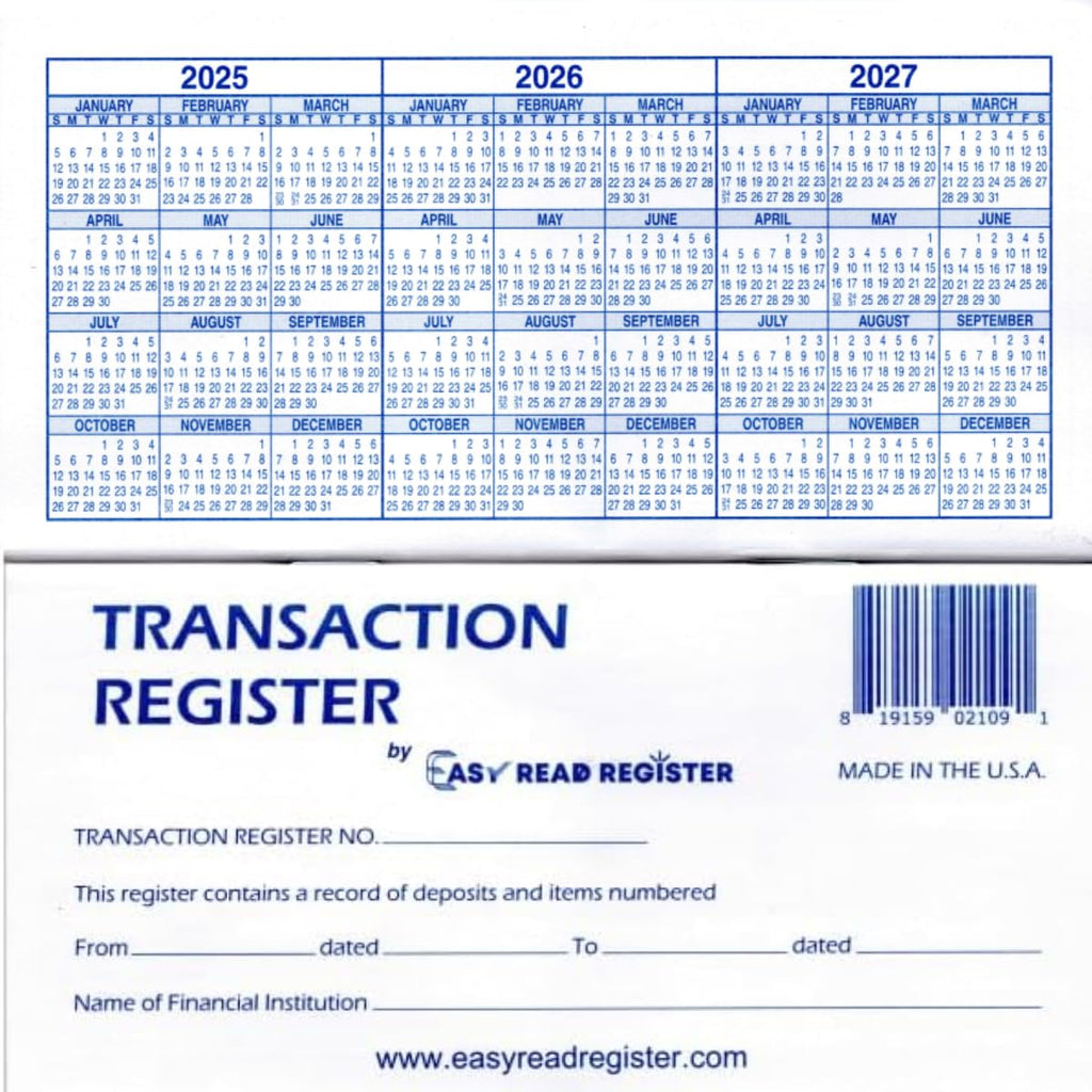 12 Check registers for Personal Checkbook - Checkbook Ledger Transaction Registers Log for Personal or Business Bank Checking Account, Saving Account, Deposit, Credit Card, and Large Booklet