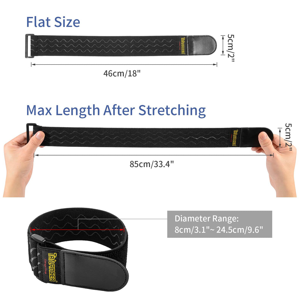 Elastic Cinch Straps 46cm x 5 cm (8 Pack) with Anti-Slip Silicone, Multipurpose Hook and Loop Storage Straps, Bundling Bands for Bike, RV, Boat,Garden, Extension Cords,Cables,Ropes, Hoses Organization