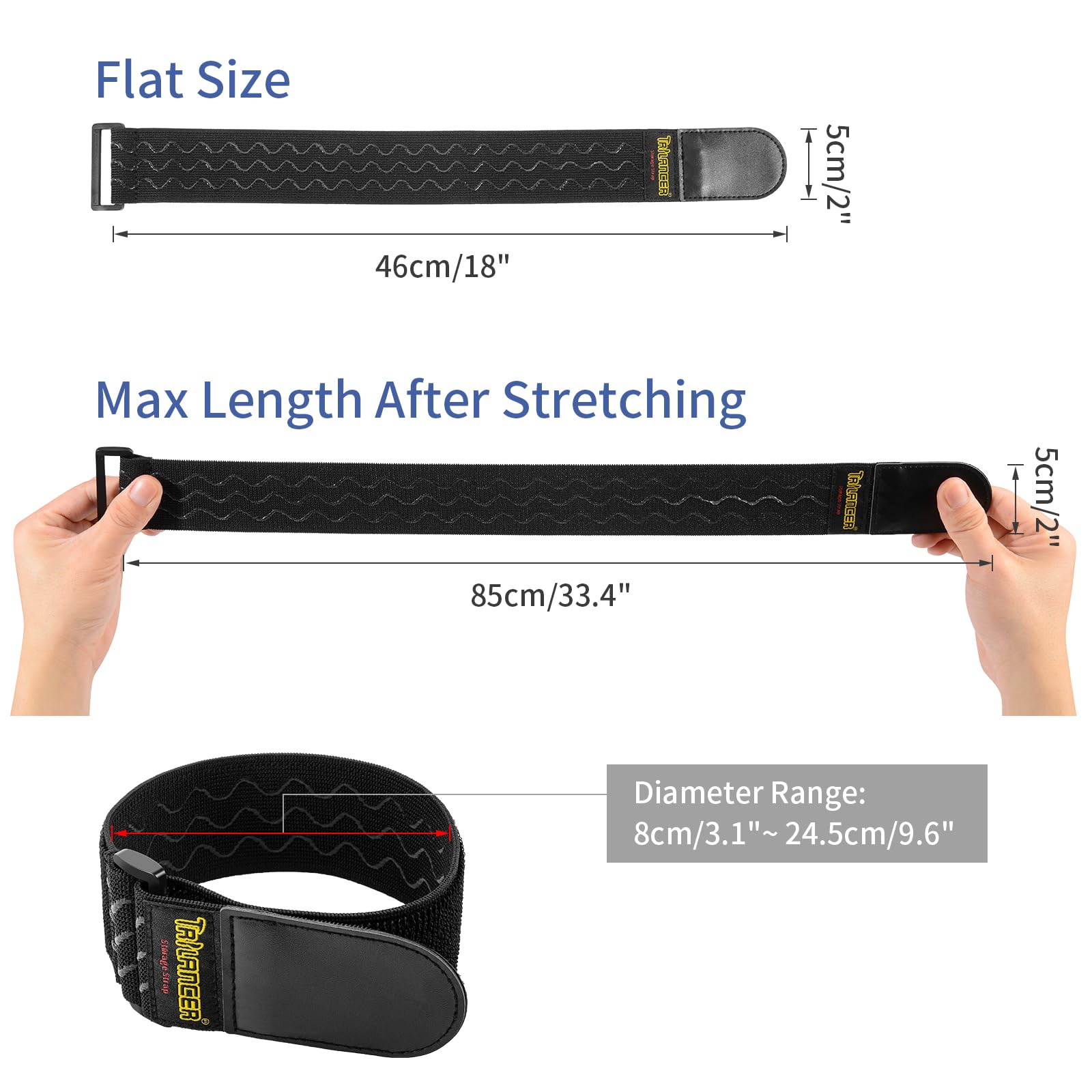 Elastic Cinch Straps 46cm x 5 cm (8 Pack) with Anti-Slip Silicone, Multipurpose Hook and Loop Storage Straps, Bundling Bands for Bike, RV, Boat,Garden, Extension Cords,Cables,Ropes, Hoses Organization
