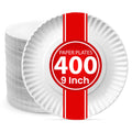 Bulk Paper Plates - [400-Pack] - (9-Inch Round) - Lightweight Uncoated 9 Inch Disposable Paper Plates - for Crafts, Events, Projects, Dry Foods & General Use