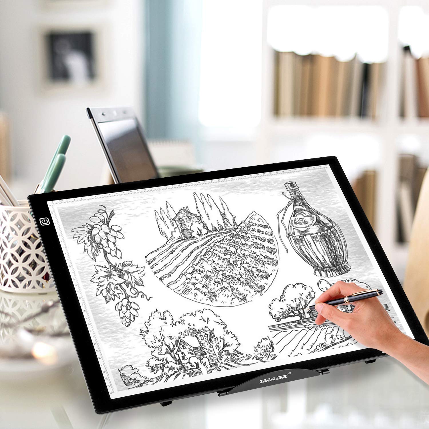 IMAGE Large Version Ventilated Adjustable Light Box Laptop Pad Stand, Multifunction (12 Angle Points) Skidding Prevented Tracing Holder for AGPtek/Huion A3 A4 LED Light Board and Tracing Ligh Box Pad