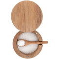 DGYLL Acacia Wood Salt Container with Spoon Keeper Salt Box Spice Storage Box Condiment Pot Sugar Bowl with Spoon and swiveling lid Size: 3.5DIA x 2.5H inch (1pc no Pattern/w Spoon)