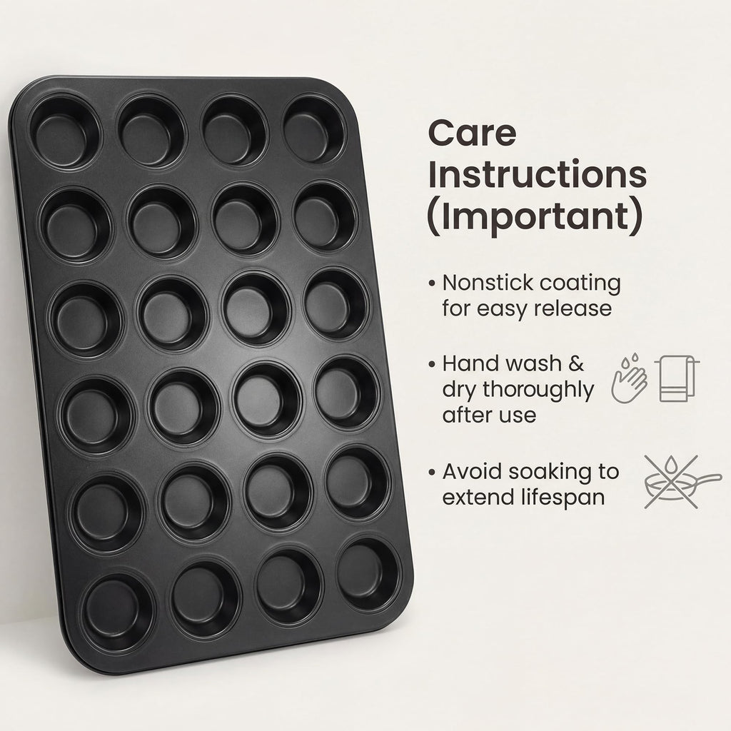 Kingrol 24-Cup Nonstick Mini Cupcake & Muffin Pans, Carbon Steel Baking Pans, Cake Moulds - 2 Pack