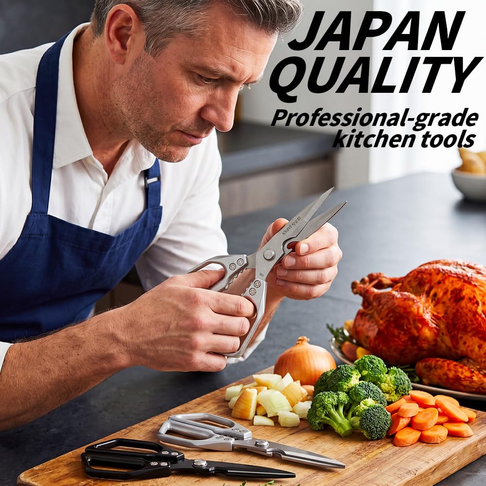 Kitchen Scissors Set, Heavy Duty Poultry Shears All Purpose, Kitchen Scissors for Food Meat Cutting Scissor,Japanese Chicken Shear Bones, Cooking Gifts for Men Women Mom Dad
