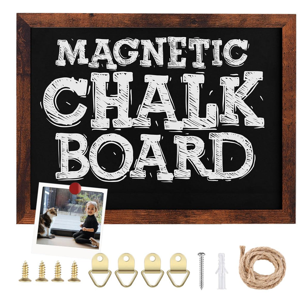 Umtiti Chalkboard, 30 * 40 cm, Walnut Brown Solid Wood Frame，Magnetic Surface Chalkboard for Kitchen Home, Office, Restaurantand and Wall Decor，BN-3040-CA