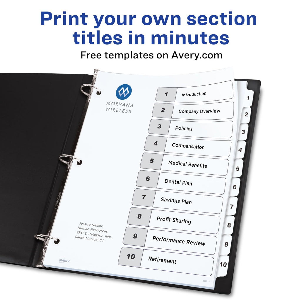 Ready Index Customizable Table of Contents Divider