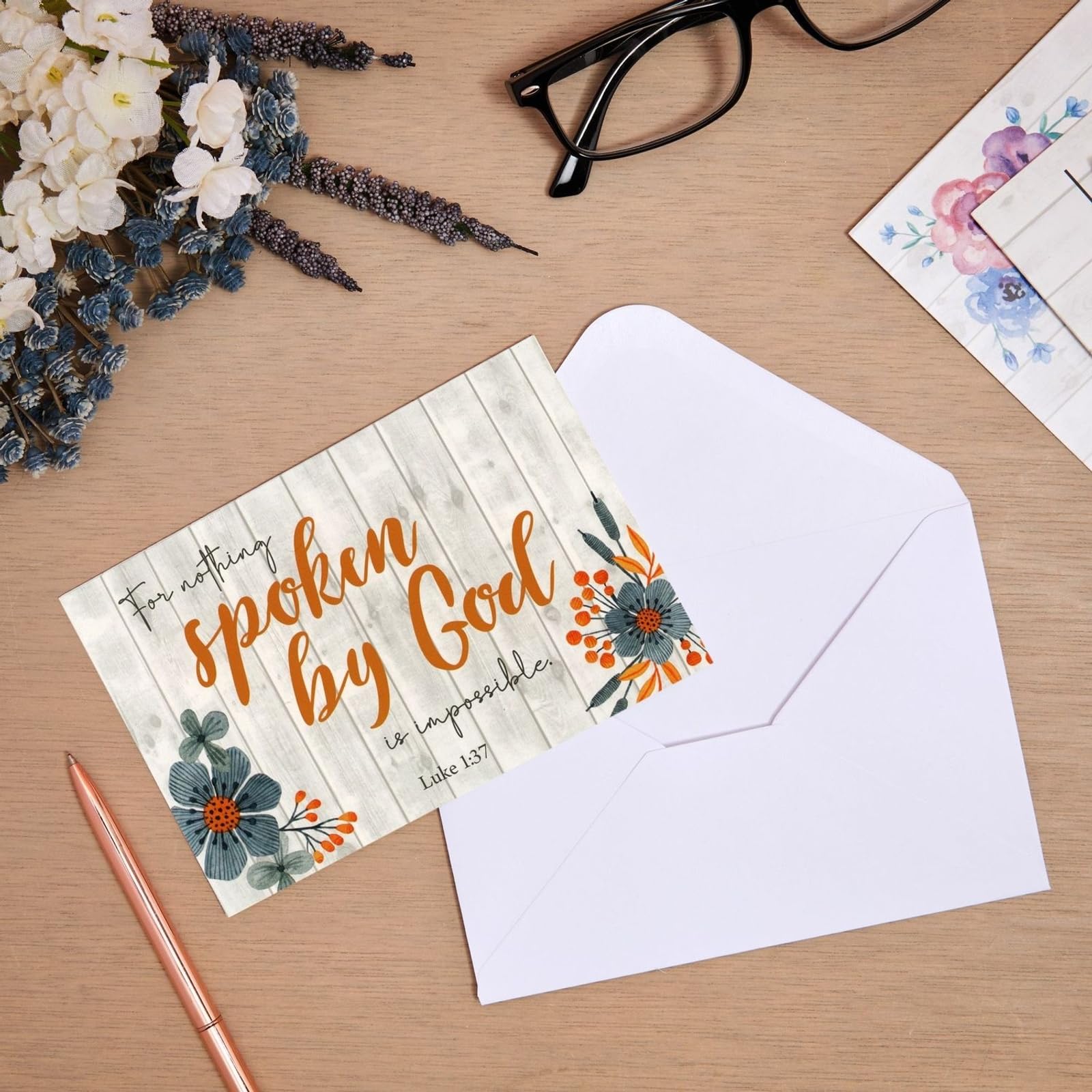 60 Pack Christian Inspirational Cards with Envelopes, Religious Encouragement Scripture, Bible Verses (6 Floral Designs, 4x6 In)