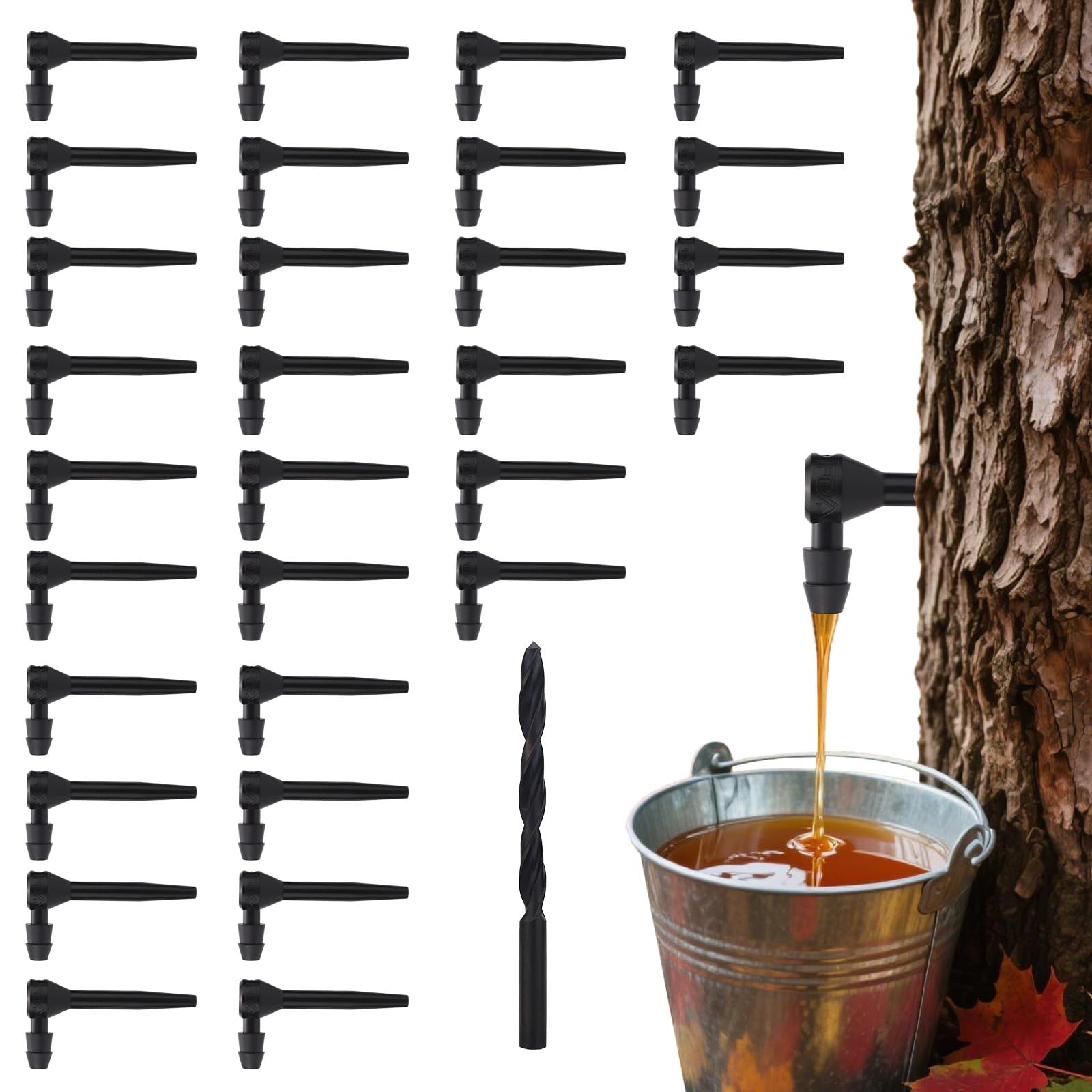 31pcs Maple Syrup Tapping Kit, Birch Tree Taps with Matching Drill Bit for Experts or Beginners Maple Birch Tree Syrup Collection Supplies(Black)