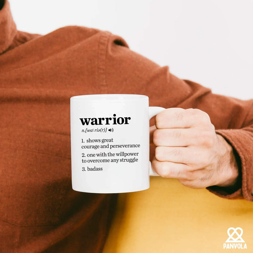 Warrior Definition Mug Cancer Survivor Gifts Breast Cervical Lung Colon Cancer Patient Recovery Get Well Soon Inspirational Gifts for Women Men Novelty Drinkware Ceramic Mug 11 oz White