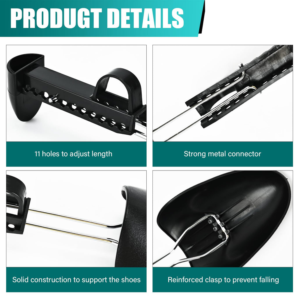 EchoDone 5 Pairs Practical Adjustable Length Men Shoe Tree Shoe Stretcher Boot Holder Shaper Support (Black Color), Black, Large