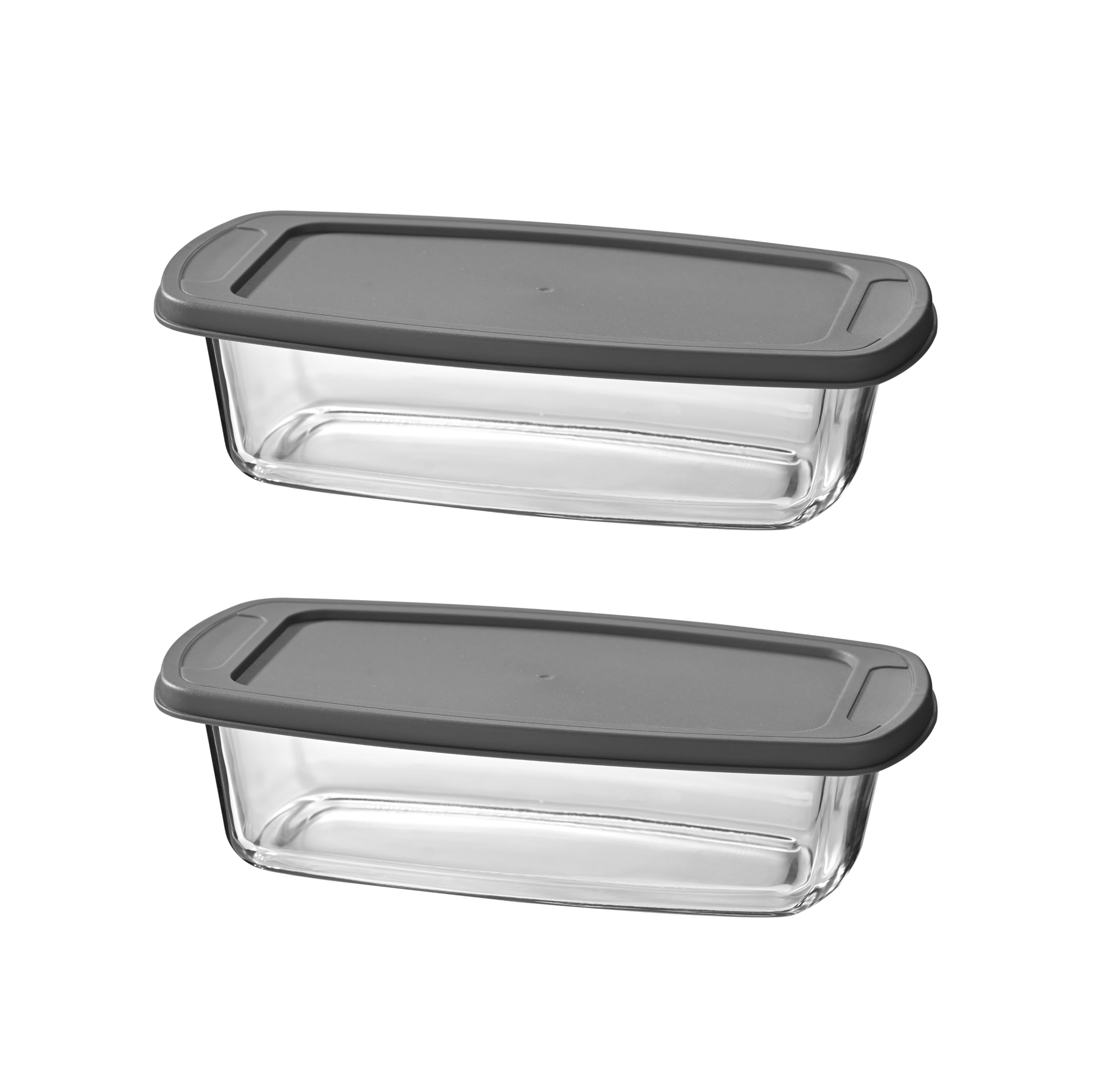 Fox Run Glass Loaf Pans with Lids, Set of 2 Storage and Baking Dishes, 5.75" x 11" x 2.9"